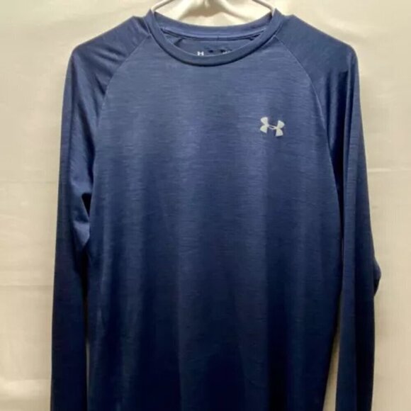 Under Armour Heat Gear Unisex Medium Heathered Navy Stretch Loose Fit EUC - Picture 2 of 9